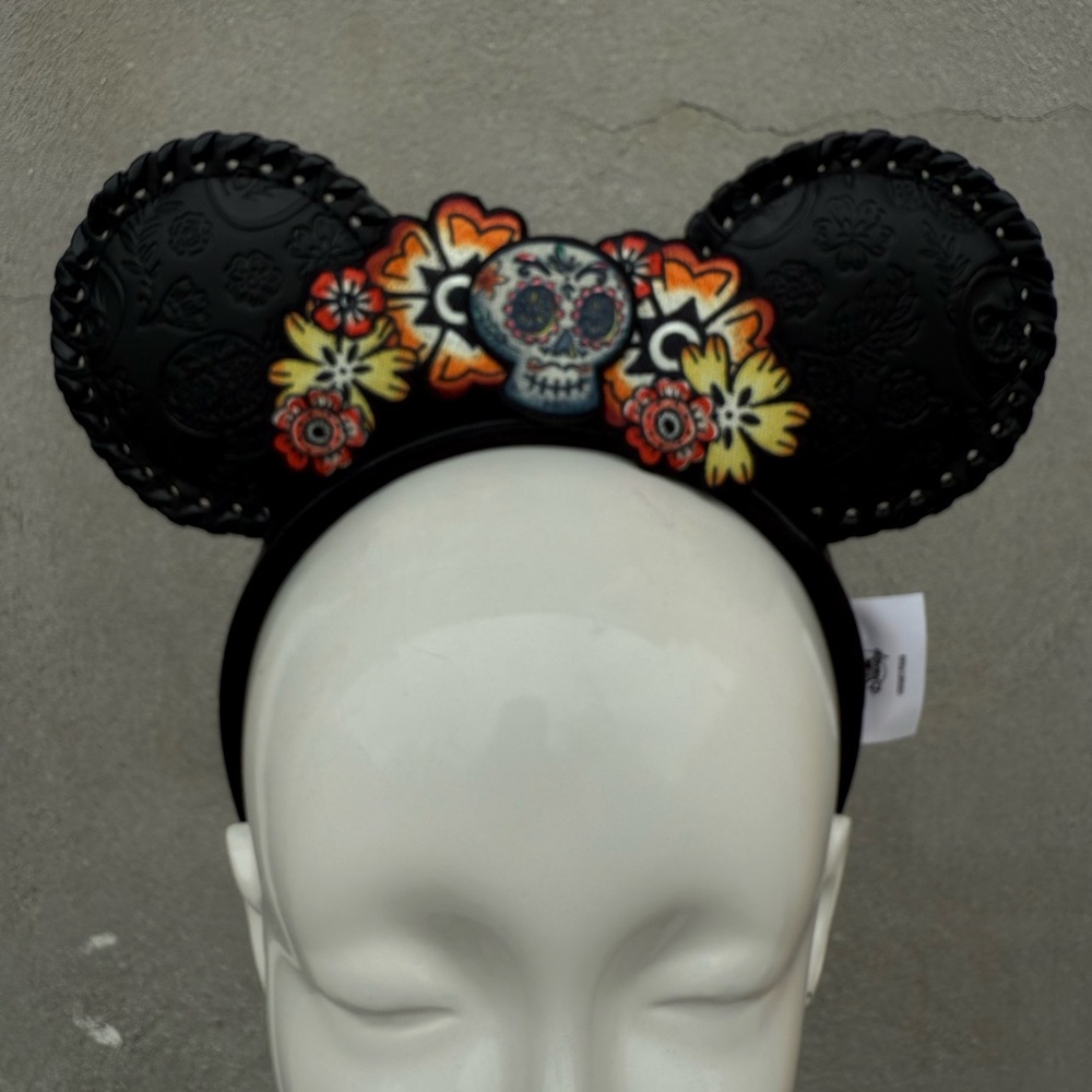 Black & Multi Color Floral with Skull Headband